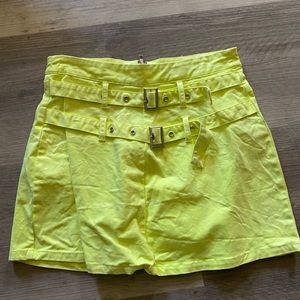Neon yellow mini skirt